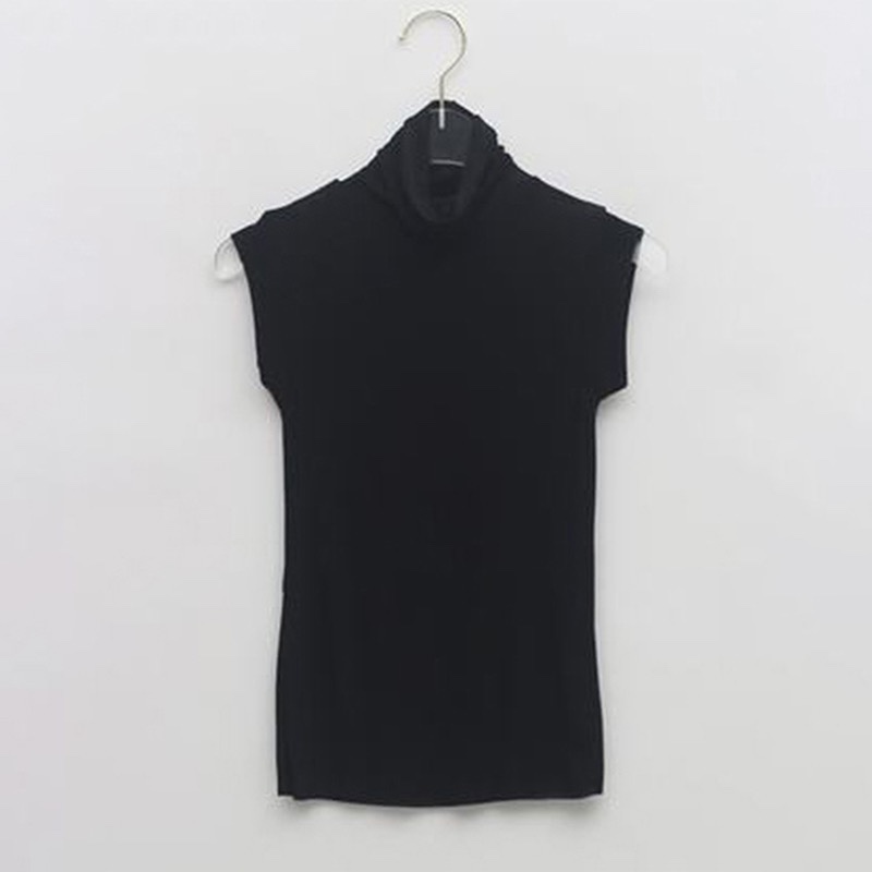 Korean Style High-Neck Fitted Women's Tank Top â€“ Flattering Stretchy Design, Versatile and Enhances the Figure