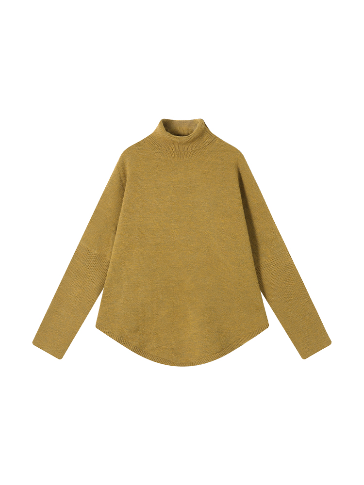 Korean Style High-Neck Thick Long Sleeve Knitted Sweater Set for Women - Irregular Loose Warm Top for Autumn and Winter