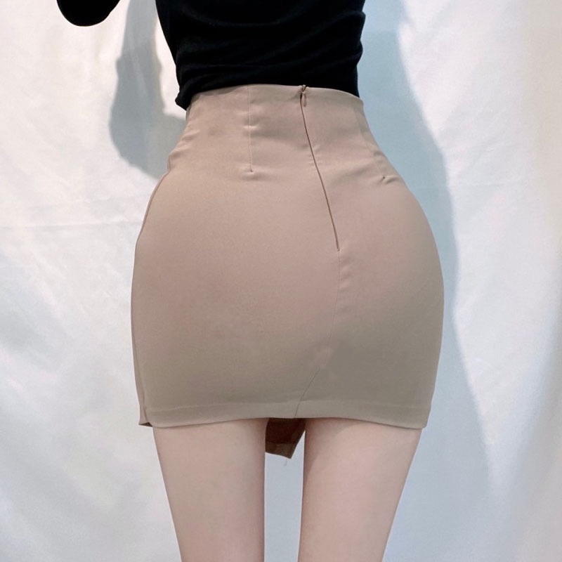 Korean Style High-Waisted Bodycon Short Skirt with Clever Twist Design - Slimming Elastic Women's Half Skirt Korean Style High-Waisted Bodycon Short Skirt with Clever Twist Design - Slimming Elastic Women's Half Skirt