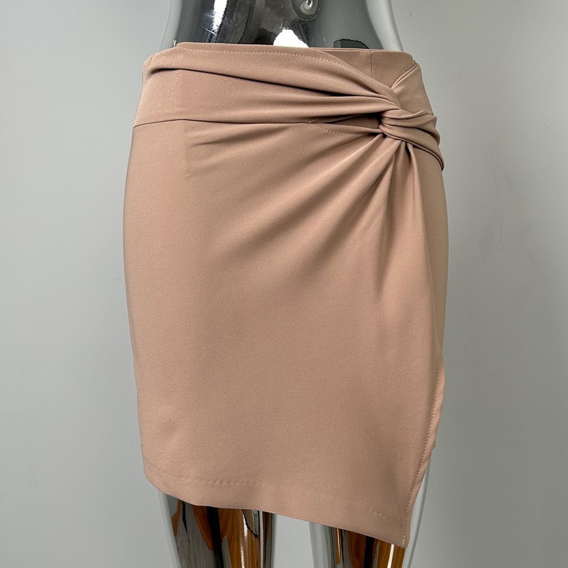 Korean Style High-Waisted Bodycon Short Skirt with Clever Twist Design - Slimming Elastic Women's Half Skirt Korean Style High-Waisted Bodycon Short Skirt with Clever Twist Design - Slimming Elastic Women's Half Skirt