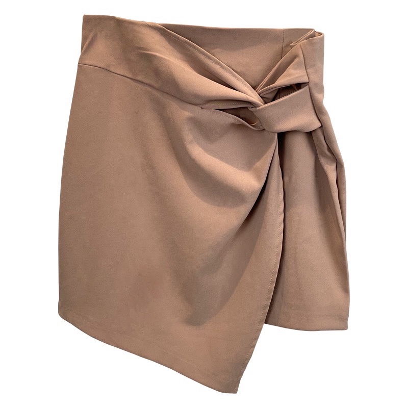 Korean Style High-Waisted Bodycon Short Skirt with Clever Twist Design - Slimming Elastic Women's Half Skirt Korean Style High-Waisted Bodycon Short Skirt with Clever Twist Design - Slimming Elastic Women's Half Skirt