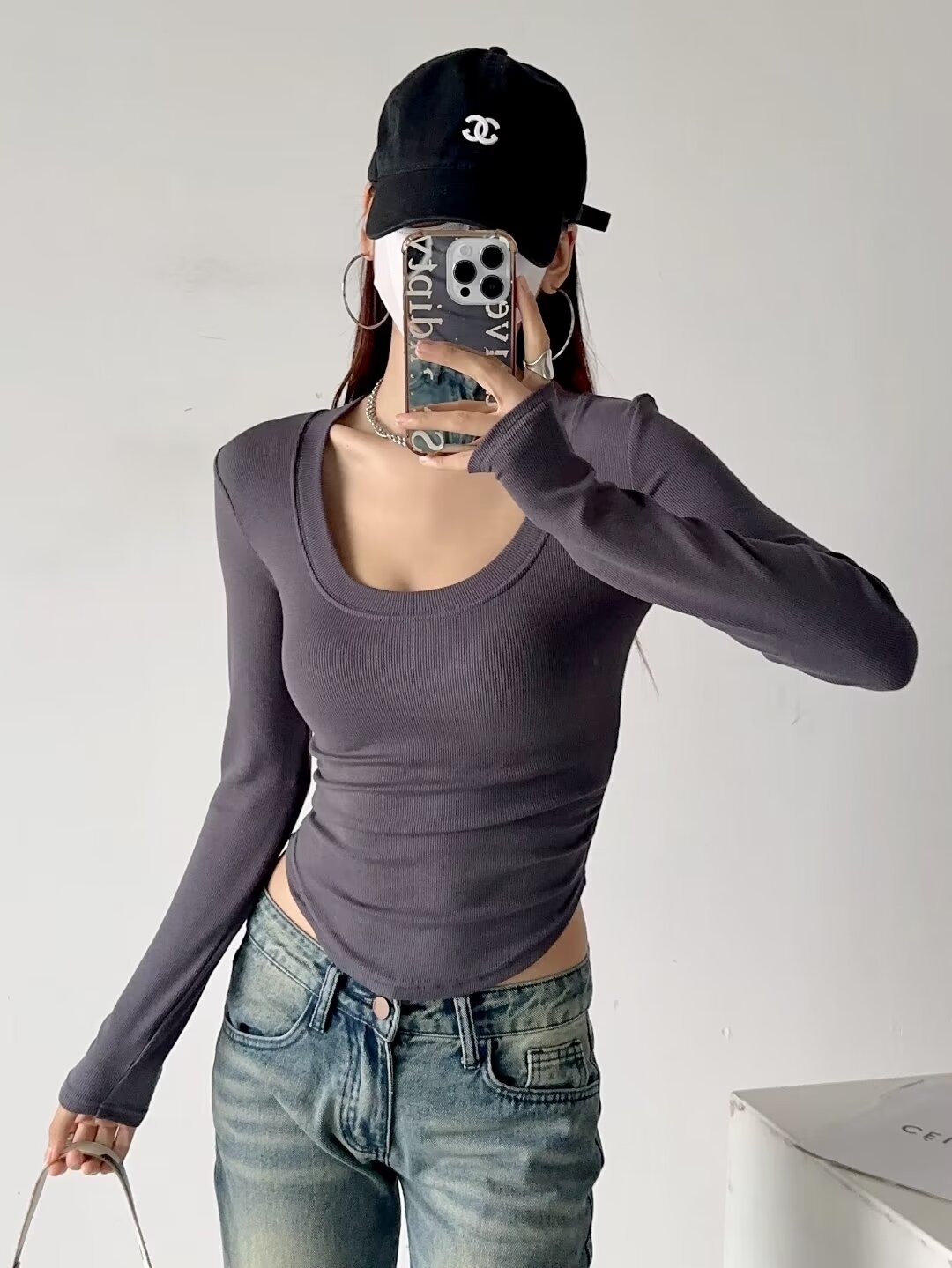 Korean Style Kpop Jazz Dance Long Sleeve U-Neck Knitted Top for Women - Slim Fit, Flattering, Versatile Streetwear Shirt Korean Style Kpop Jazz Dance Long Sleeve U-Neck Knitted Top for Women - Slim Fit, Flattering, Versatile Streetwear Shirt