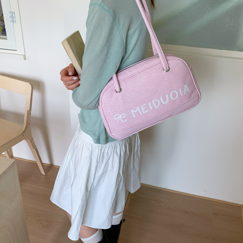 Korean Style Letter Print Denim Underarm Bag for Women - 2025 Trendy Casual Large Capacity Tote Bag Korean Style Letter Print Denim Underarm Bag for Women - 2025 Trendy Casual Large Capacity Tote Bag