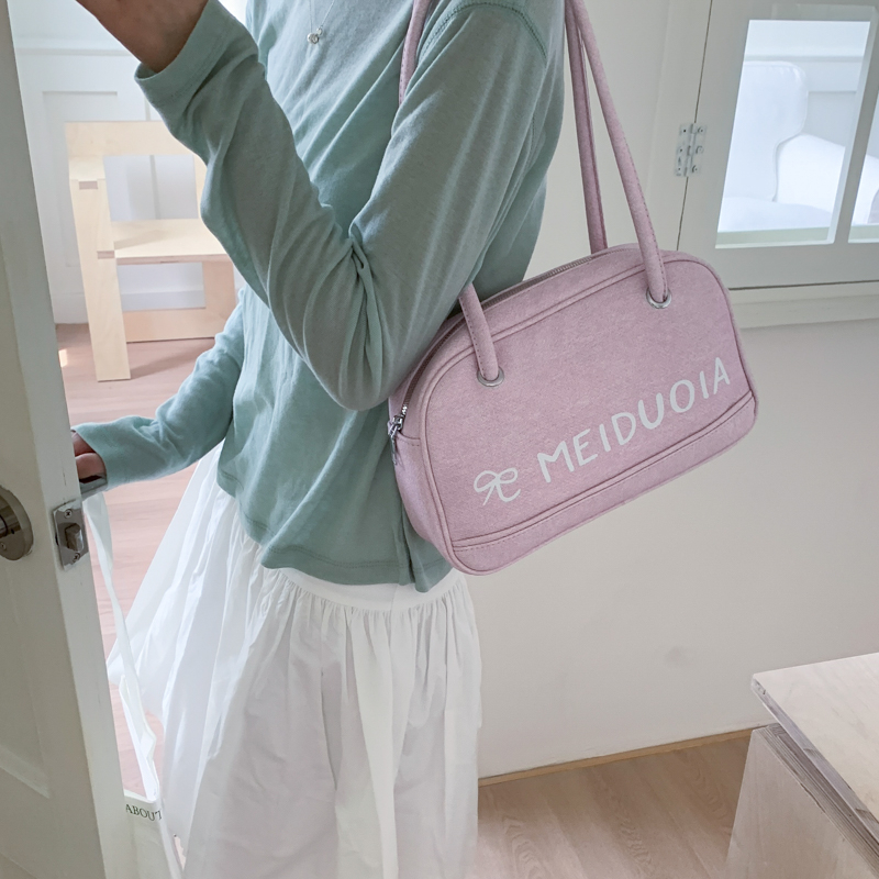 Korean Style Letter Print Denim Underarm Bag for Women - 2025 Trendy Casual Large Capacity Tote Bag Korean Style Letter Print Denim Underarm Bag for Women - 2025 Trendy Casual Large Capacity Tote Bag