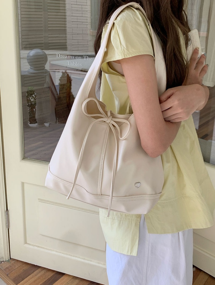 Korean Style Minimalist Large Capacity Commuter Tote Bag with Bow Tie Strap, 2025 New Design for Everyday Use