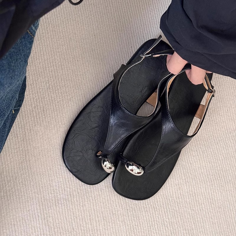 Korean Style Minimalist Thin Strap Flip-Flop Sandals for Women - Casual Open-Toe Beach Roman Sandals for Vacation