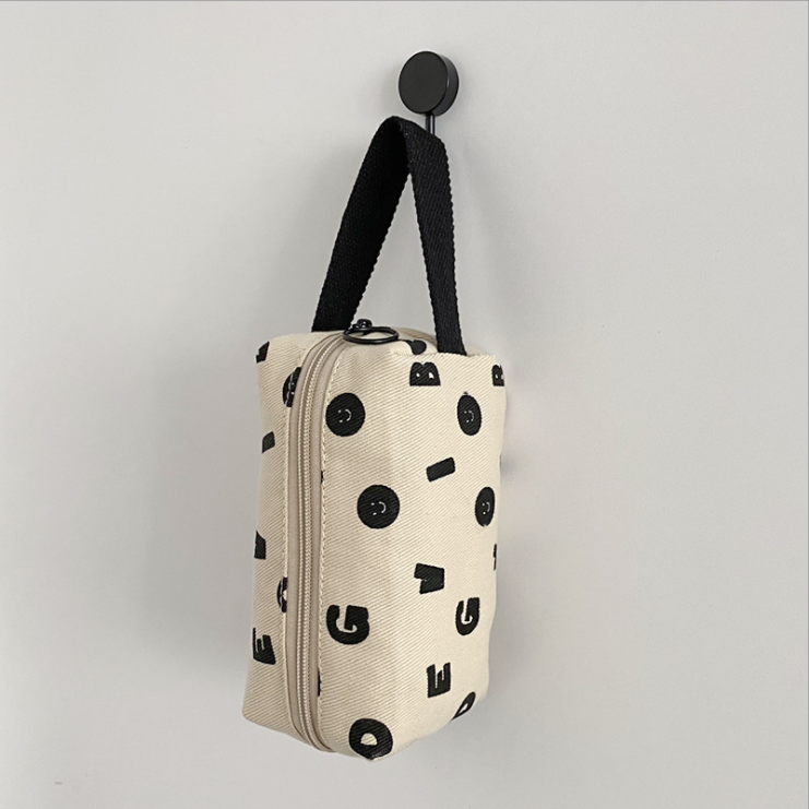 Korean Style Niche Design Letter Canvas Bag for Women, Versatile Small Clutch Makeup Bag, Trendy Tote for Everyday Use Korean Style Niche Design Letter Canvas Bag for Women, Versatile Small Clutch Makeup Bag, Trendy Tote for Everyday Use