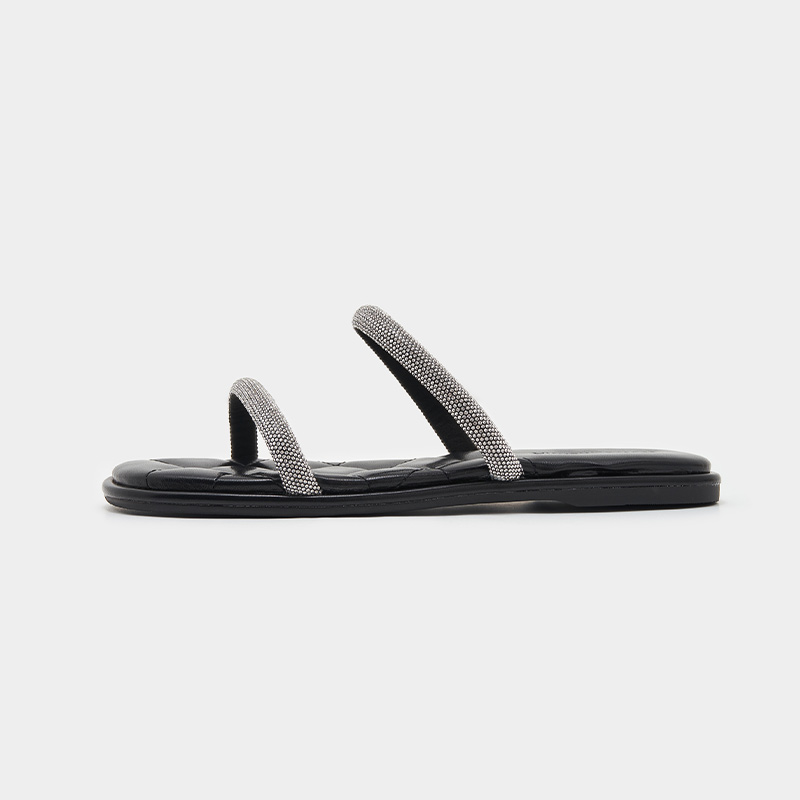 Korean-Style One-Strap Large Size Women's Sandals, Trendy Summer Sequin Flip-Flops for Wide Feet, Sizes 40-43