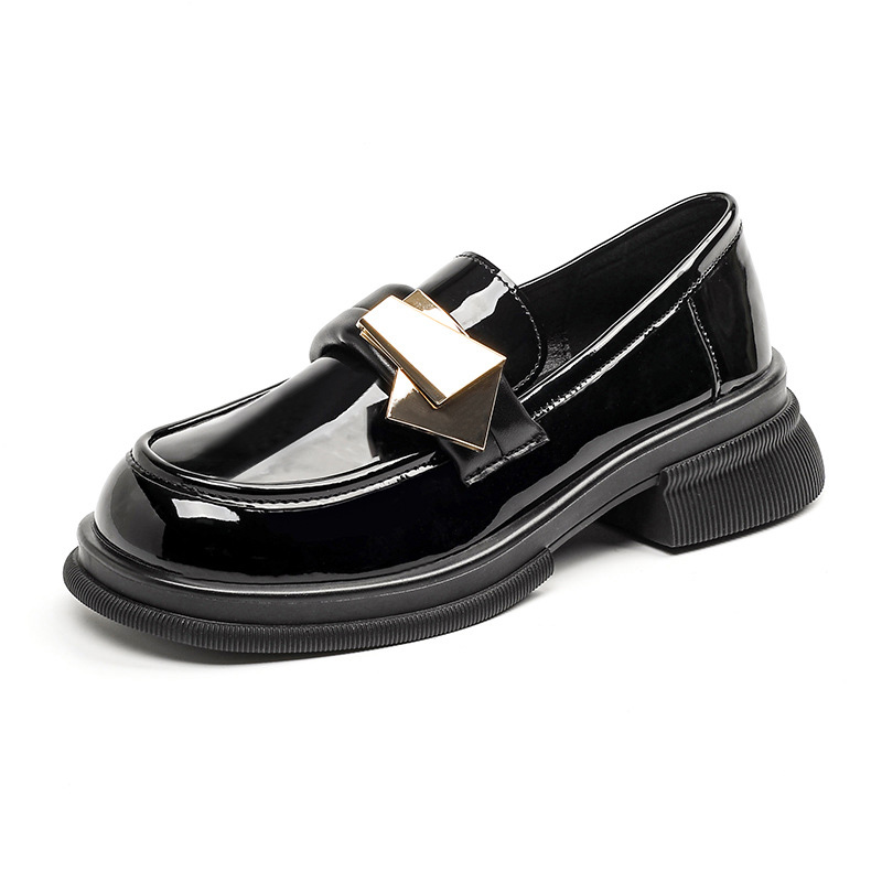 Korean-Style Plus-Size Women's Slip-On Loafers, Thick-Soled Flats, Autumn 2025 British-Inspired Leather Shoes, Sizes 41-43