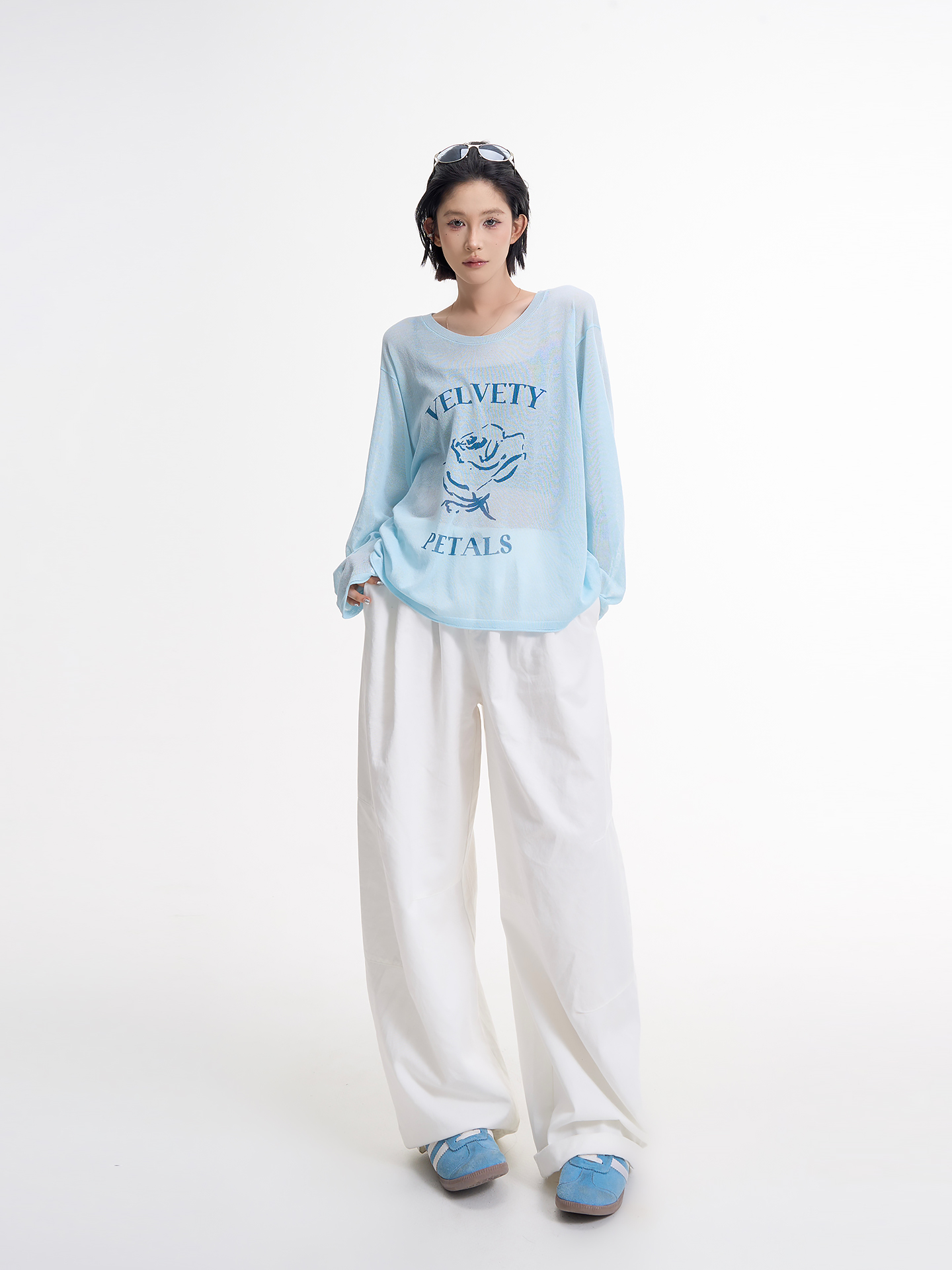 Korean Style Printed Long Sleeve Round Neck Sun Protection Knitted Top for Women - Loose, Thin Summer Cardigan Shirt Korean Style Printed Long Sleeve Round Neck Sun Protection Knitted Top for Women - Loose, Thin Summer Cardigan Shirt