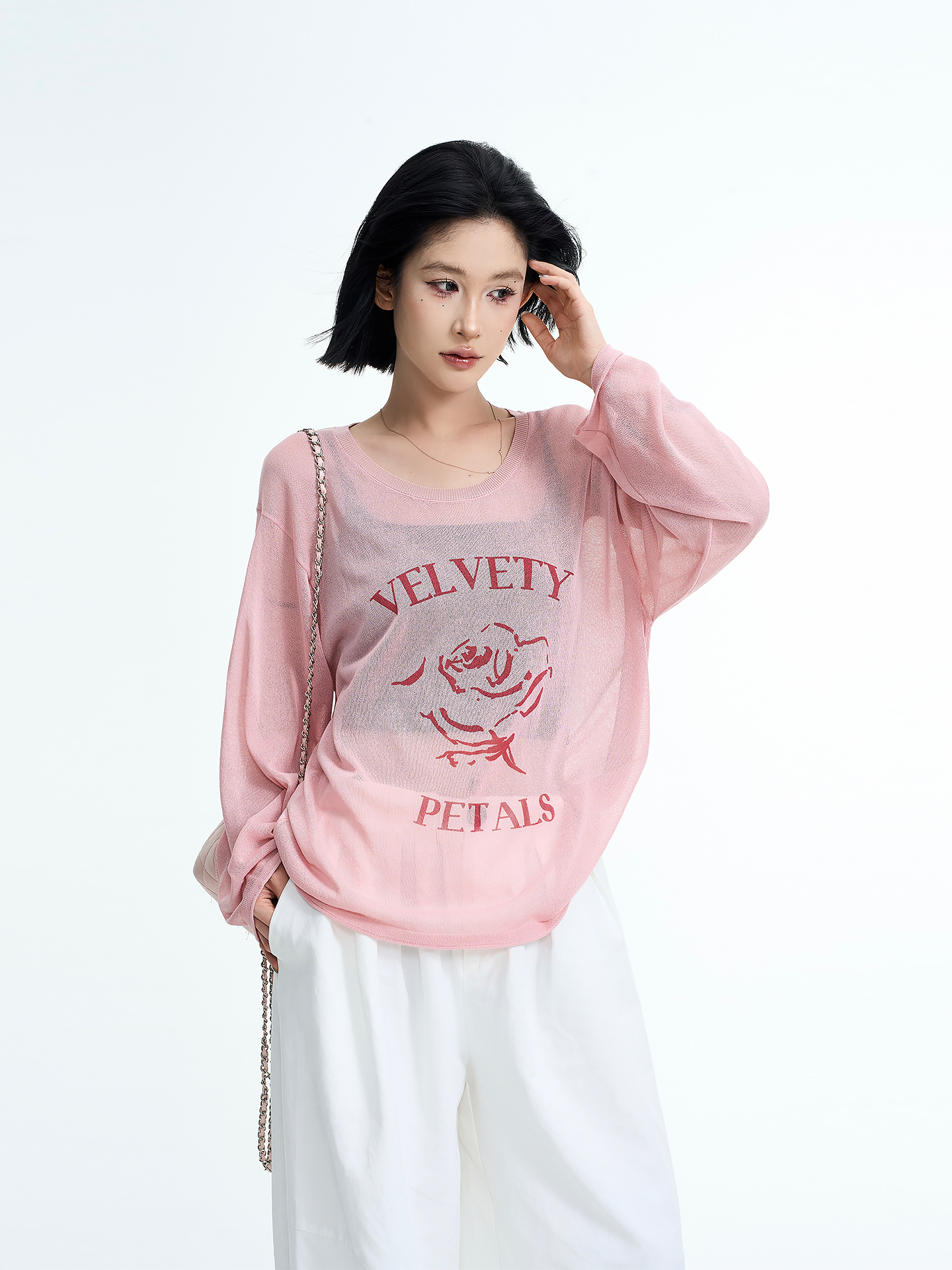 Korean Style Printed Long Sleeve Round Neck Sun Protection Knitted Top for Women - Loose, Thin Summer Cardigan Shirt Korean Style Printed Long Sleeve Round Neck Sun Protection Knitted Top for Women - Loose, Thin Summer Cardigan Shirt