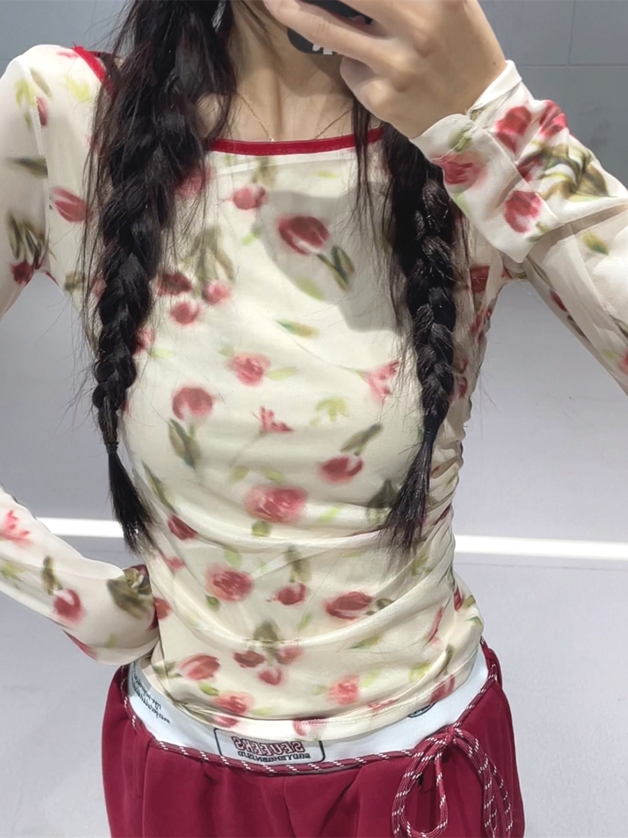 Korean Style Red Double-Waist Spliced Sports Pants & Floral Backless Mesh Top Jazz Dance Outfit for Women Korean Style Red Double-Waist Spliced Sports Pants & Floral Backless Mesh Top Jazz Dance Outfit for Women