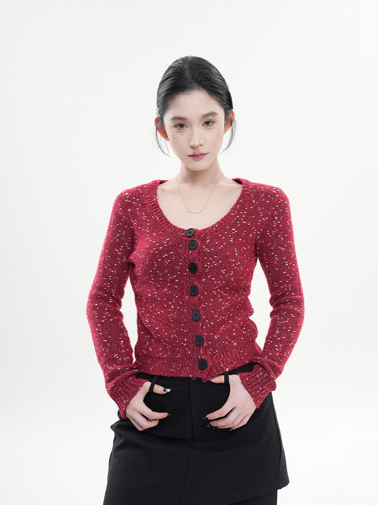 Korean Style Red Knitted Cardigan for Women - Slim Fit Soft Winter Coat Top Korean Style Red Knitted Cardigan for Women - Slim Fit Soft Winter Coat Top