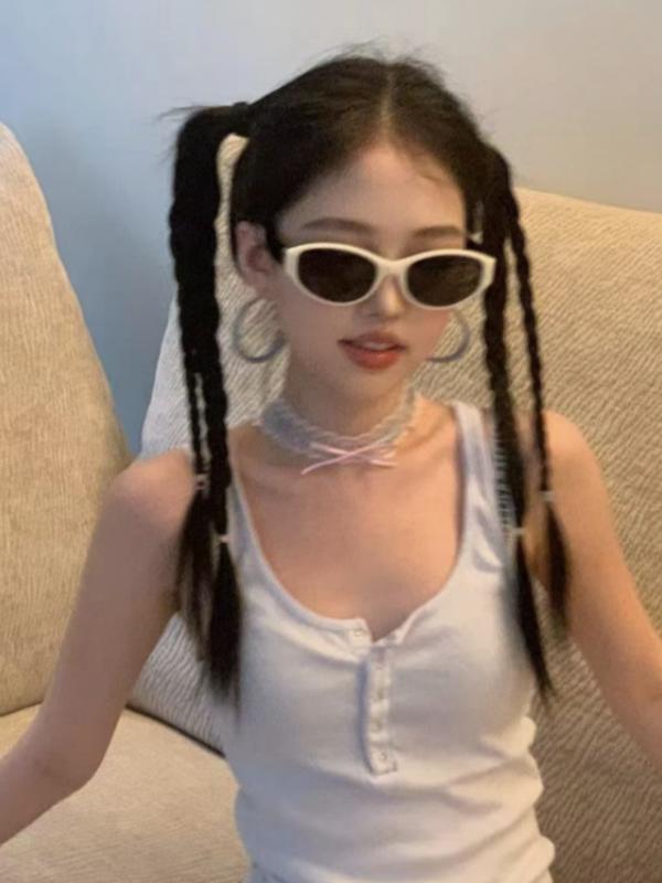 Korean-Style Retro Cat-Eye White Polarized Sunglasses for Women - Trendy High-End Cool Shades for Square and Round Faces Korean-Style Retro Cat-Eye White Polarized Sunglasses for Women - Trendy High-End Cool Shades for Square and Round Faces