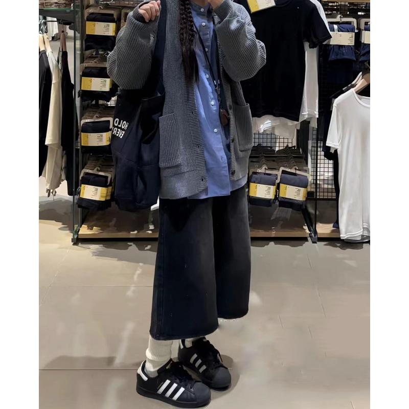 Korean Style Retro Denim Canvas Tote Bag, Large Capacity Minimalist Shoulder Bag for Class and Commuting, Versatile Everyday Use