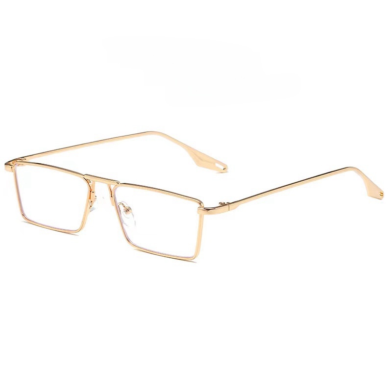 Korean-Style Retro Small Square Metal Silver Glasses Frame for Blue Light Blocking Prescription with Clear Lens Korean-Style Retro Small Square Metal Silver Glasses Frame for Blue Light Blocking Prescription with Clear Lens