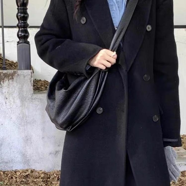 Korean-Style Retro Soft Leather Dumpling Bag for Women, Wrinkled High-Quality Lazy Shoulder Crossbody Bag, Large Capacity