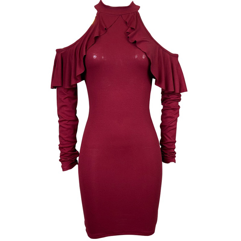 Korean Style Ruffled Off-Shoulder Bodycon Dress for Women - Sexy Dating Dress with New Temperament Design Korean Style Ruffled Off-Shoulder Bodycon Dress for Women - Sexy Dating Dress with New Temperament Design