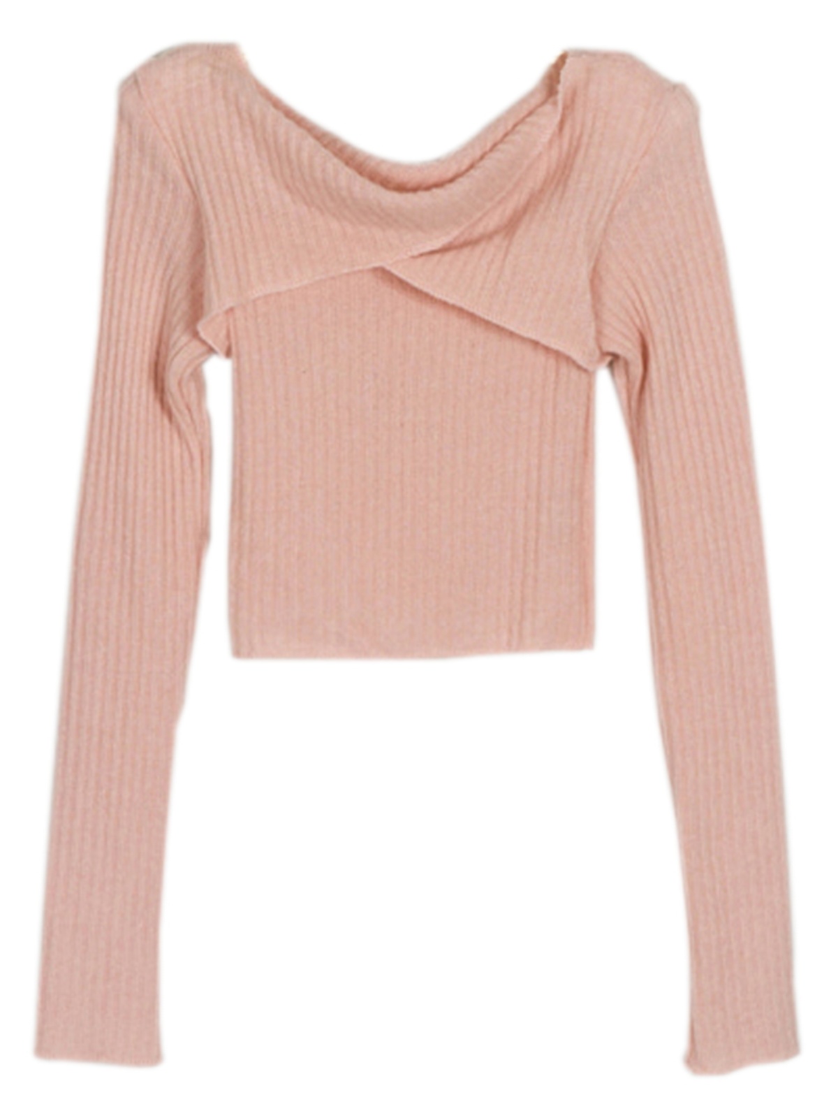 Korean Style Sexy Hollow Out Chest Short Pink Knitted Sweater Top for Women - Autumn Winter Slim Fit Fashion Korean Style Sexy Hollow Out Chest Short Pink Knitted Sweater Top for Women - Autumn Winter Slim Fit Fashion
