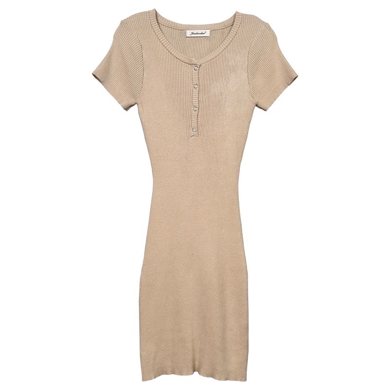 Korean Style Sexy Low-Cut Button Bodycon Dress - Sweet & Spicy Design for Women, Perfect for 90s and Y2K Fashion Trends Korean Style Sexy Low-Cut Button Bodycon Dress - Sweet & Spicy Design for Women, Perfect for 90s and Y2K Fashion Trends