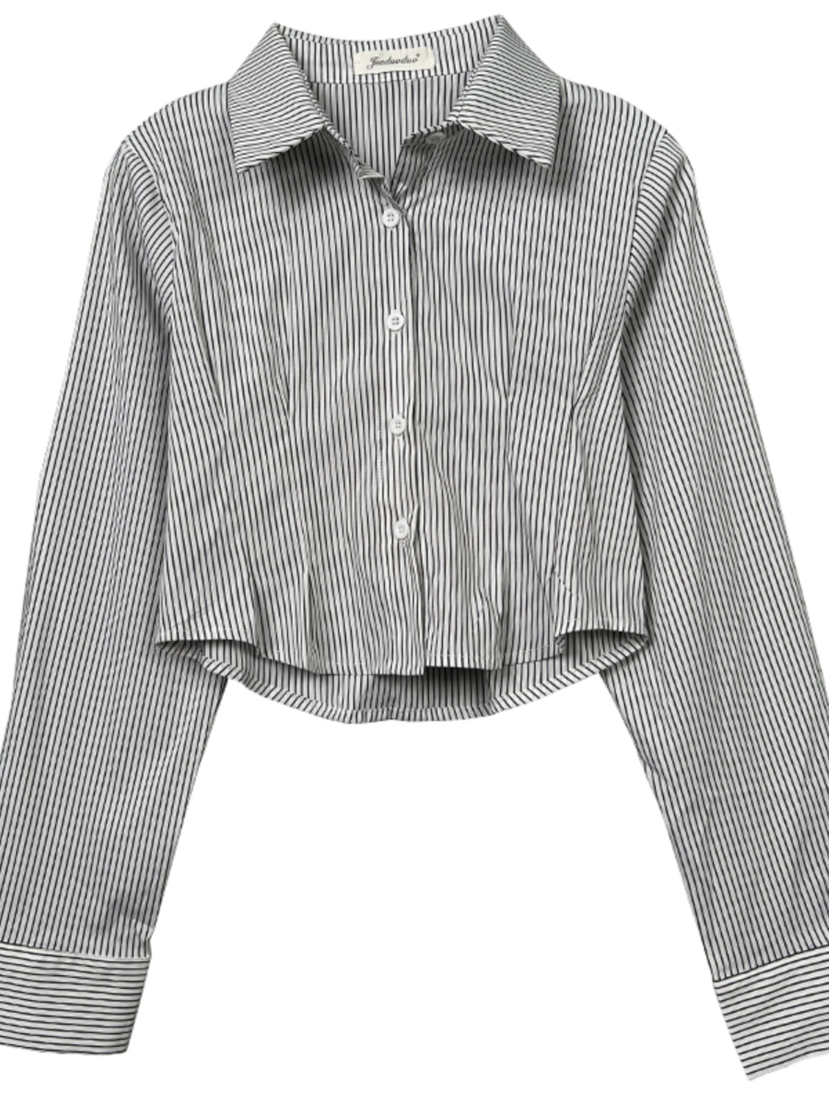 Korean Style Sexy Slim-Fit Cropped Striped Long Sleeve Shirt for Women - Summer Tight-Fitting Slimming Top Korean Style Sexy Slim-Fit Cropped Striped Long Sleeve Shirt for Women - Summer Tight-Fitting Slimming Top