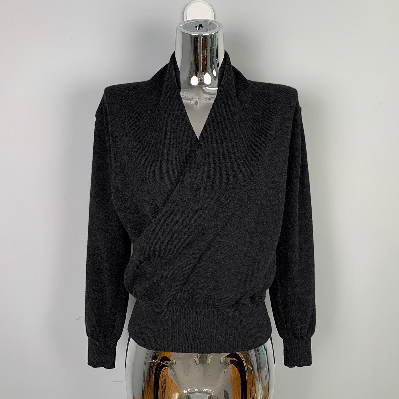 Korean Style Sexy V-Neck Long Sleeve Knitted Sweater - Elegant Feminine Waist-Cinching Women's Top for a Chic Look