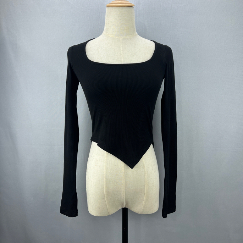 Korean Style Sexy White Square-Neck Long Sleeve Knit T-Shirt for Women - Tight-Fitting Versatile Top for Autumn and Winter Korean Style Sexy White Square-Neck Long Sleeve Knit T-Shirt for Women - Tight-Fitting Versatile Top for Autumn and Winter