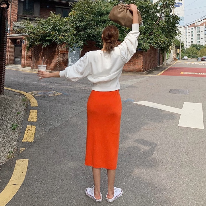 Korean Style Slim Fit Split Midi Dress - Casual Knitted Bodycon Dress for Women, Sweet and Sexy Fashion Statement Korean Style Slim Fit Split Midi Dress - Casual Knitted Bodycon Dress for Women, Sweet and Sexy Fashion Statement