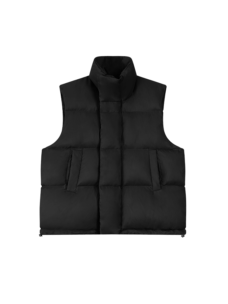 Korean Style Solid Color Stand Collar Sleeveless White Duck Down Jacket for Women - Versatile Loose Short Vest for Autumn & Winter