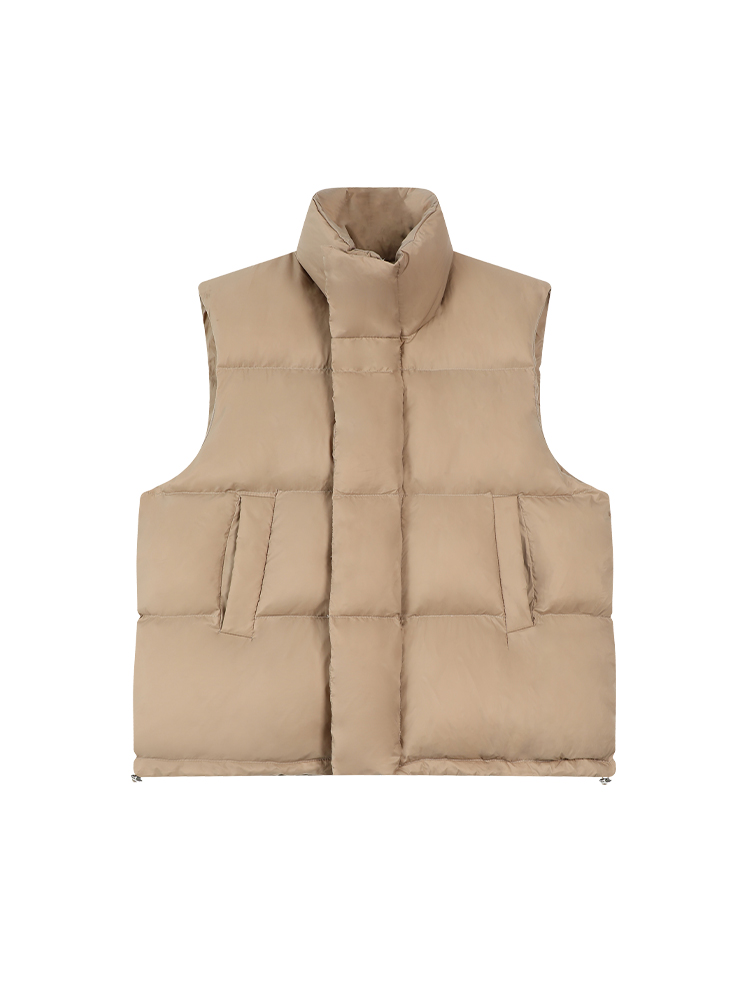 Korean Style Solid Color Stand Collar Sleeveless White Duck Down Jacket for Women - Versatile Loose Short Vest for Autumn & Winter Korean Style Solid Color Stand Collar Sleeveless White Duck Down Jacket for Women - Versatile Loose Short Vest for Autumn & Winter