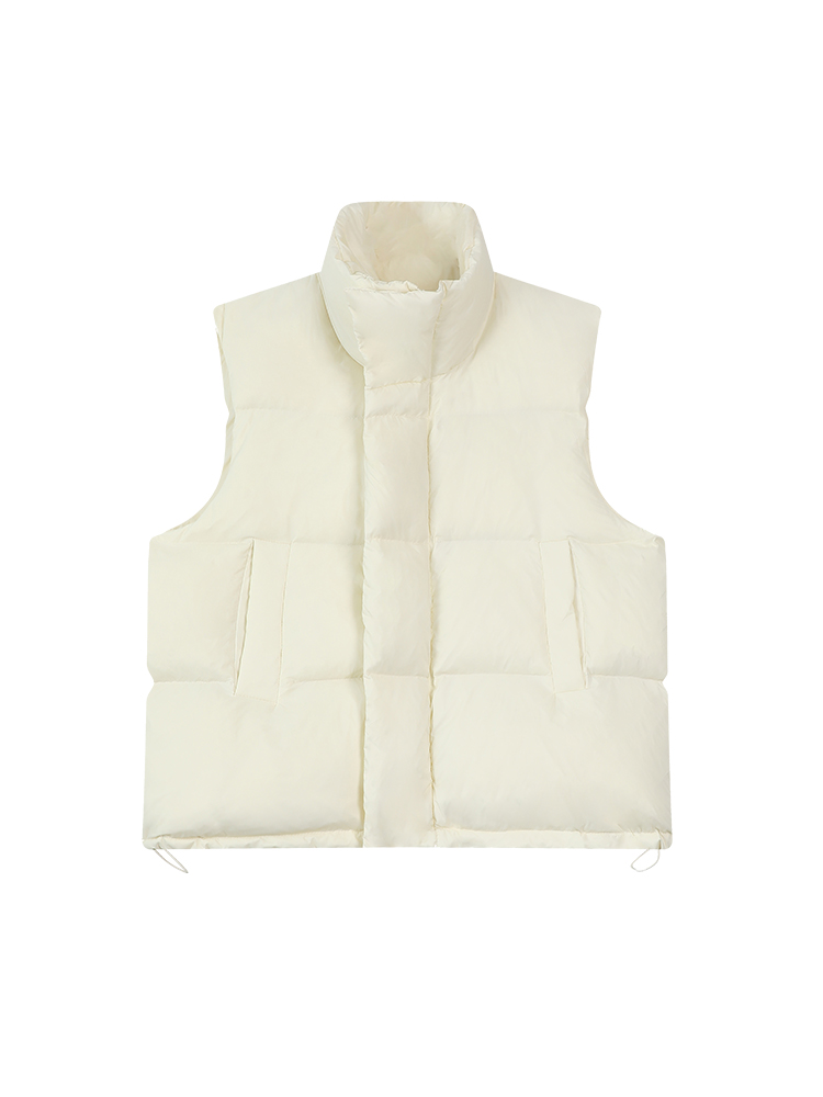Korean Style Solid Color Stand Collar Sleeveless White Duck Down Jacket for Women - Versatile Loose Short Vest for Autumn & Winter Korean Style Solid Color Stand Collar Sleeveless White Duck Down Jacket for Women - Versatile Loose Short Vest for Autumn & Winter