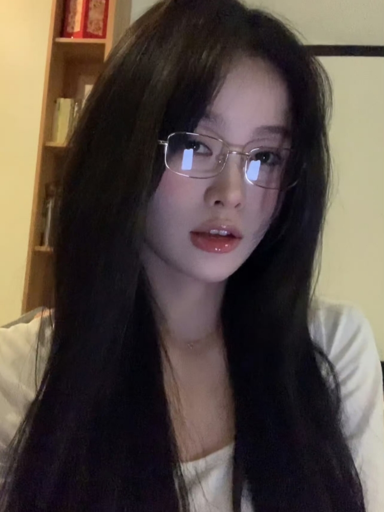 Korean-Style Square Rimless Glasses Frame, Gold Wire Narrow Design for Myopia with Trendy High School Vibe