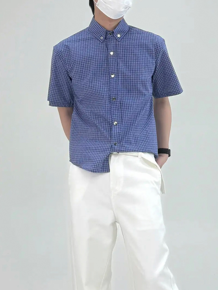 Korean Style Summer Short Sleeve Shirt for Men - Unique High-End Miu-Inspired Design