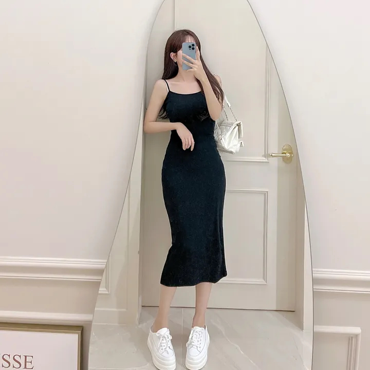 Korean Style U-Neck Bodycon Dress for Women - Sexy White Split Strap Summer Long Dress, Slim Fit Gray Design Korean Style U-Neck Bodycon Dress for Women - Sexy White Split Strap Summer Long Dress, Slim Fit Gray Design