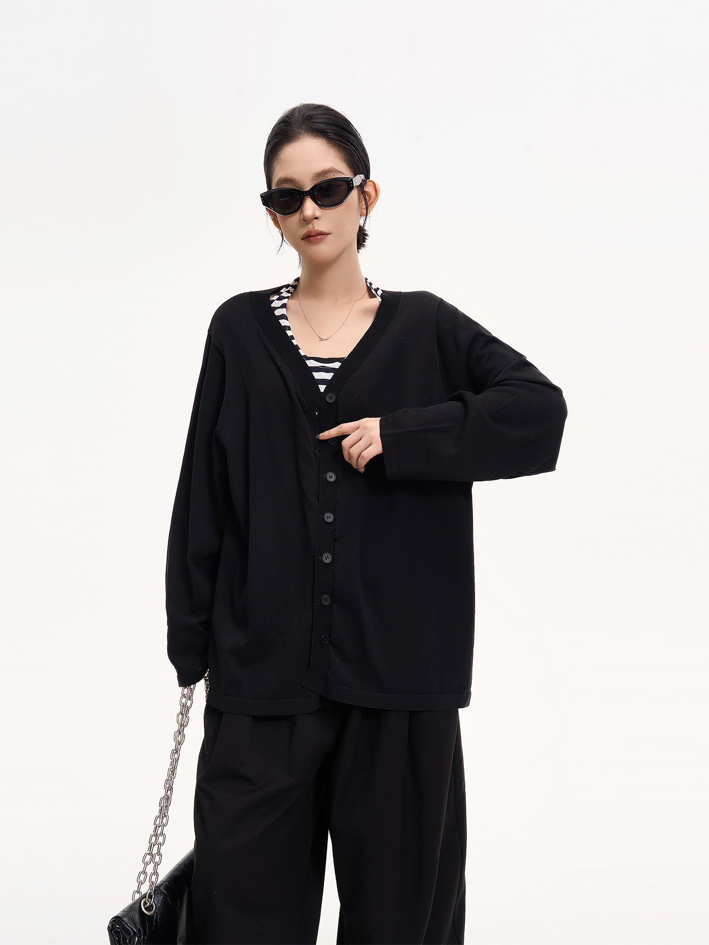 Korean Style V-Neck Long Sleeve Sun Protection Knitted Cardigan for Women - Summer Lazy Loose Air-Conditioned Top