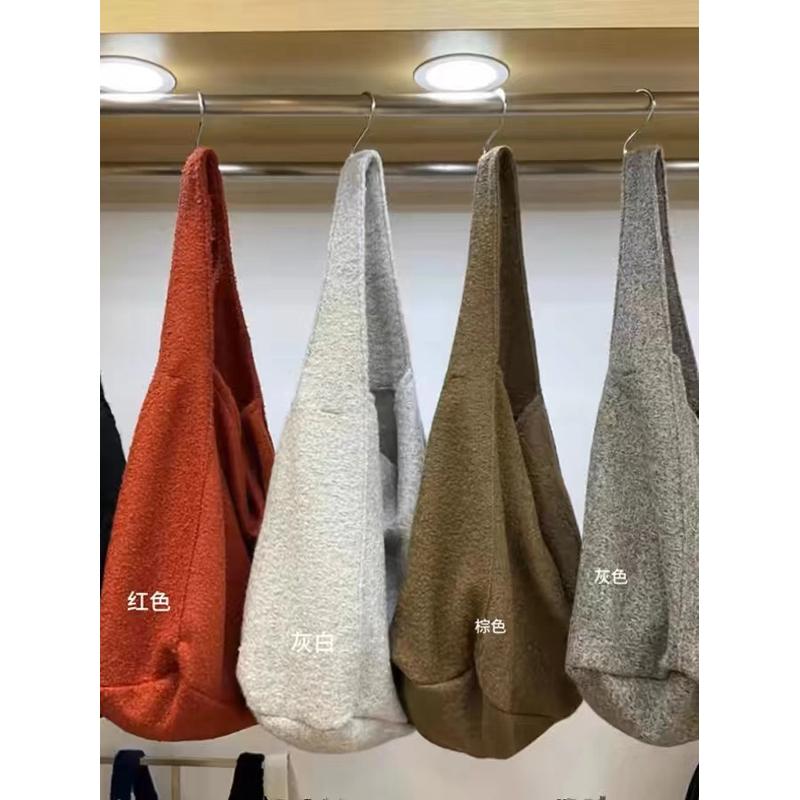 Korean Style Winter Gray Wool Tote Bag - Large Capacity Shoulder Bag for Versatile Mother-Child Use, Lazy Chic Fashion