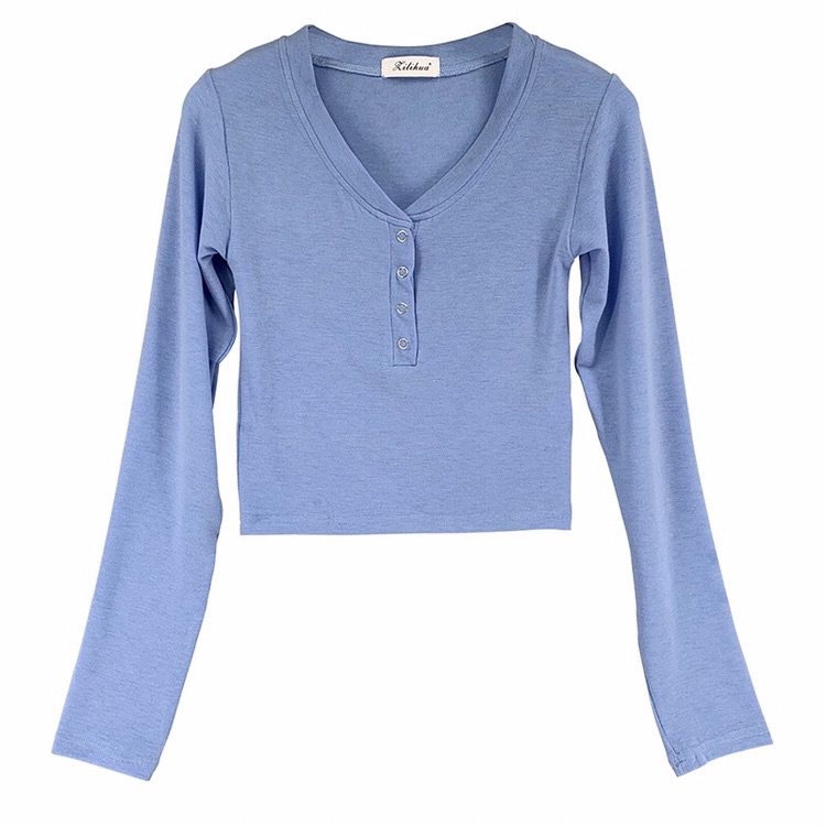 Korean Style Women's Spring Deep V Neck Long Sleeve Slim-Fit T-Shirt - Flattering and Versatile Base Layer Top Korean Style Women's Spring Deep V Neck Long Sleeve Slim-Fit T-Shirt - Flattering and Versatile Base Layer Top