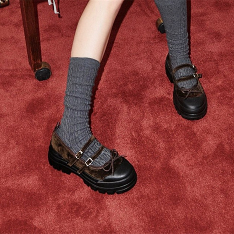 Korean Women's Mary Jane Shoes with Bow Buckle Strap - Height-Increasing Thick-Soled Versatile Casual Workwear Flats Korean Women's Mary Jane Shoes with Bow Buckle Strap - Height-Increasing Thick-Soled Versatile Casual Workwear Flats