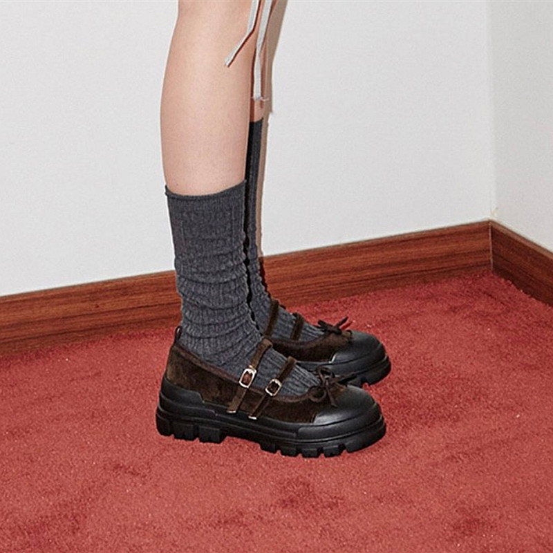 Korean Women's Mary Jane Shoes with Bow Buckle Strap - Height-Increasing Thick-Soled Versatile Casual Workwear Flats Korean Women's Mary Jane Shoes with Bow Buckle Strap - Height-Increasing Thick-Soled Versatile Casual Workwear Flats