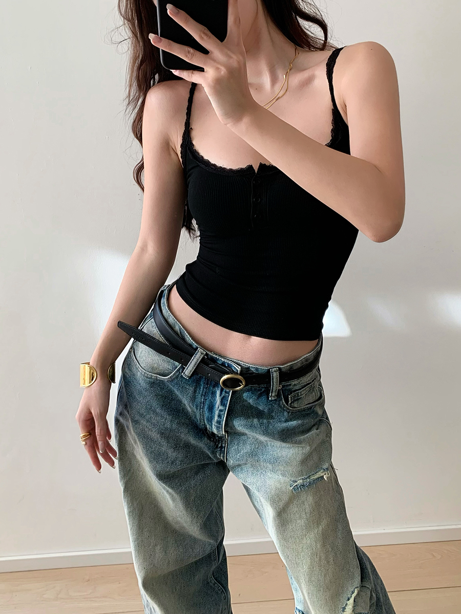 Lace Camisole Top for Women - Summer Sexy Outerwear in American Hot Girl Style, Perfect Base Layer for Y2K Fashion