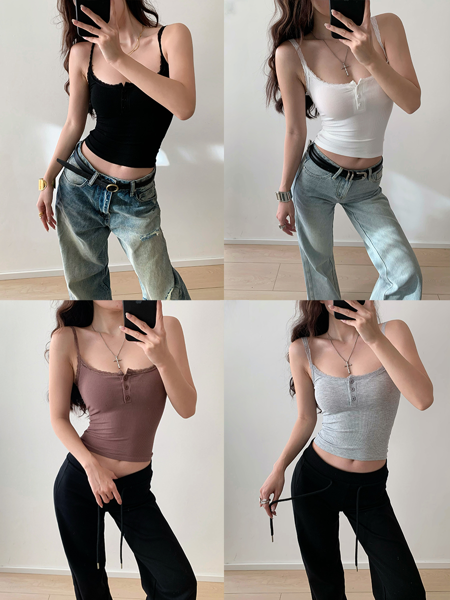 Lace Camisole Top for Women - Summer Sexy Outerwear in American Hot Girl Style, Perfect Base Layer for Y2K Fashion