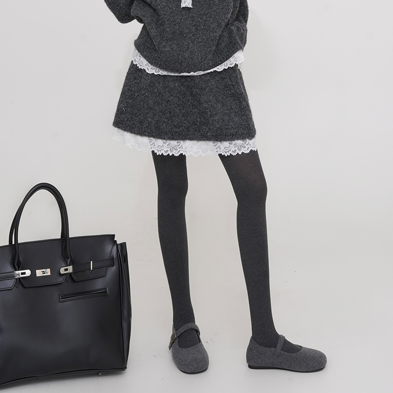 Lace Edge Spliced Thick Knitted Sweater Set for Women - Autumn Winter Loose Long Sleeve Christmas Top in Korean Style Lace Edge Spliced Thick Knitted Sweater Set for Women - Autumn Winter Loose Long Sleeve Christmas Top in Korean Style