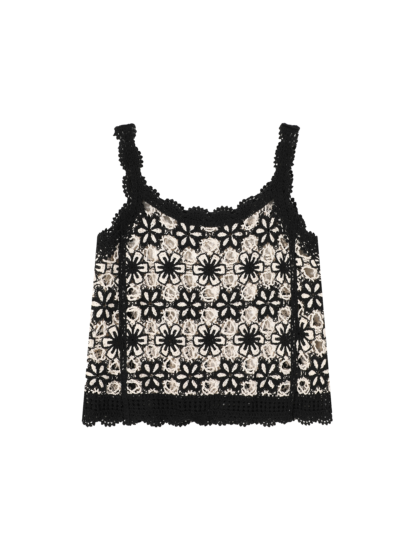 Lace Hollow Sleeveless Knitted Camisole - Women's Summer Korean-Style Loose Off-Shoulder Top