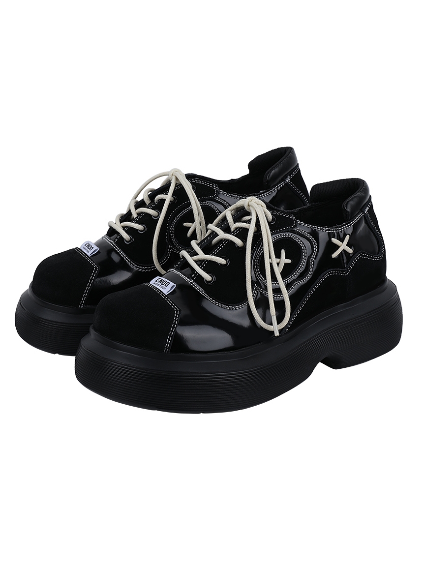Lace-Up Dad Shoes for Women - 2025 Spring/Summer Thick-Soled Black Sports Sneakers, Niche Big Toe Design, Y2K Style Lace-Up Dad Shoes for Women - 2025 Spring/Summer Thick-Soled Black Sports Sneakers, Niche Big Toe Design, Y2K Style