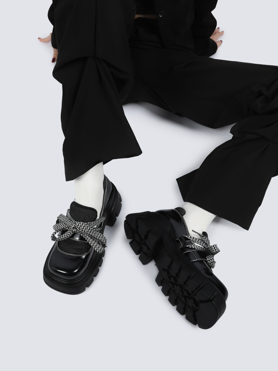 Lace-Up Thick-Soled Casual Leather Sneakers for Women - Sweet Cool Versatile Sports Shoes for Spring/Summer 2025