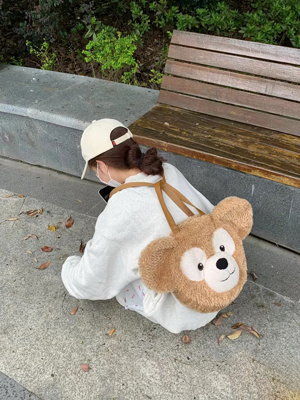 Large Capacity Duffy Bear Plush Backpack for Women - Furry Double Shoulder Tote & Crossbody Bag, Perfect for Commuting and Everyday Use