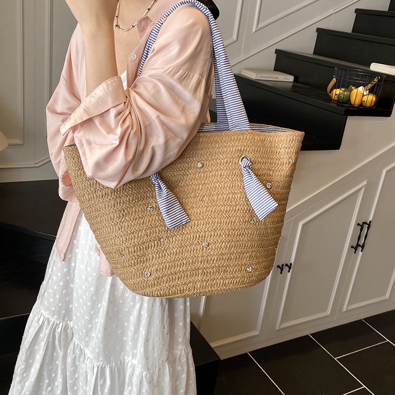 Large Capacity French-Style Woven Straw Beach Tote Bag for Women - 2025 Summer Casual Seaside Shoulder Bag Large Capacity French-Style Woven Straw Beach Tote Bag for Women - 2025 Summer Casual Seaside Shoulder Bag