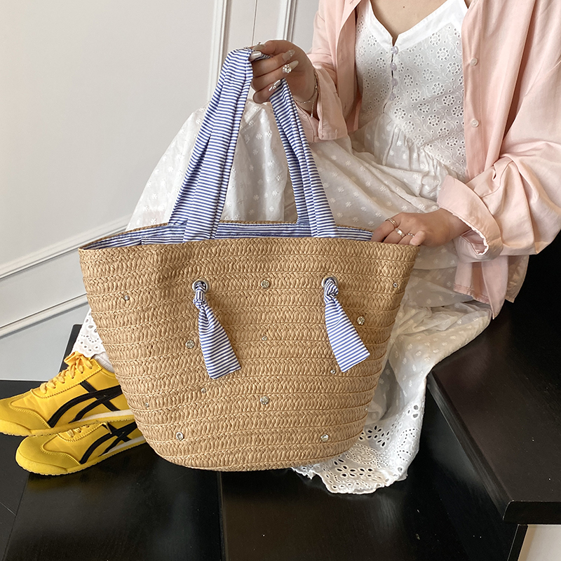 Large Capacity French-Style Woven Straw Beach Tote Bag for Women - 2025 Summer Casual Seaside Shoulder Bag Large Capacity French-Style Woven Straw Beach Tote Bag for Women - 2025 Summer Casual Seaside Shoulder Bag