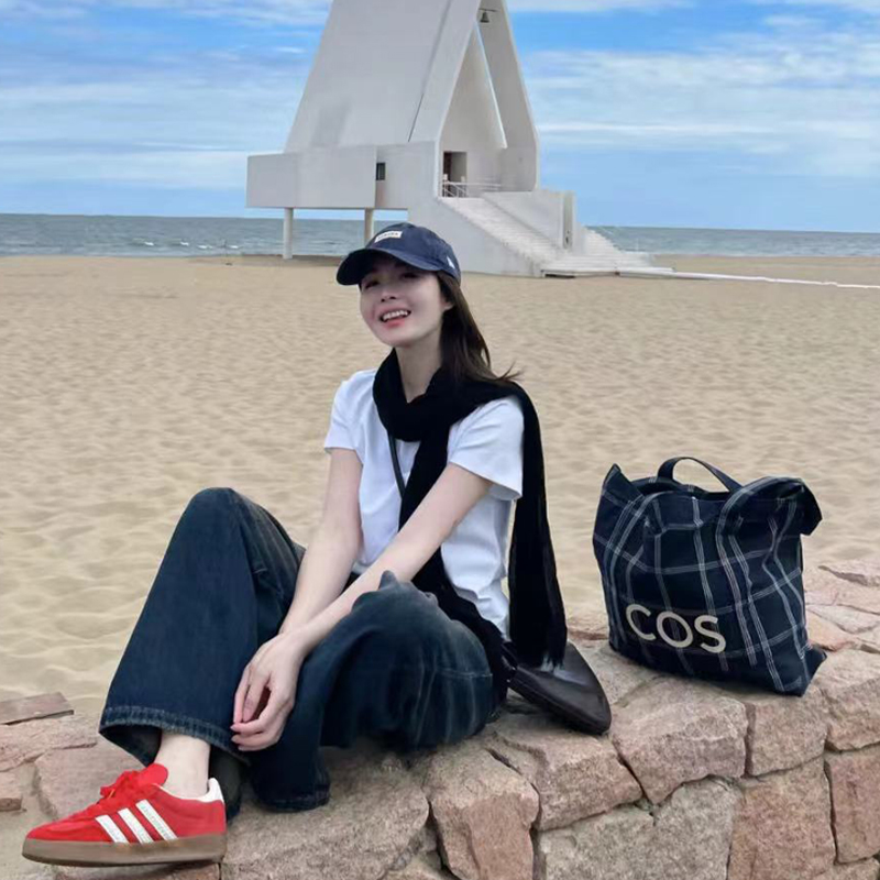 Large Capacity Letter Stripe Plaid Canvas Shoulder Bag for Women - 2025 Autumn Winter Fashion Commuter Tote for Students