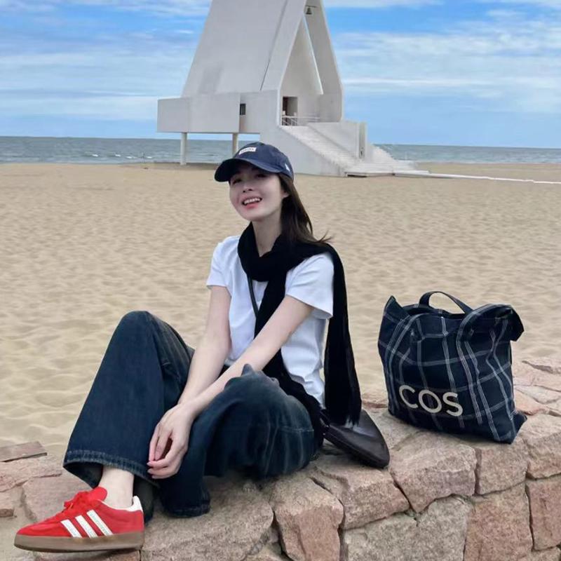 Large Capacity Letter Stripe Plaid Canvas Shoulder Bag for Women - 2025 Autumn Winter Fashion Commuter Tote for Students